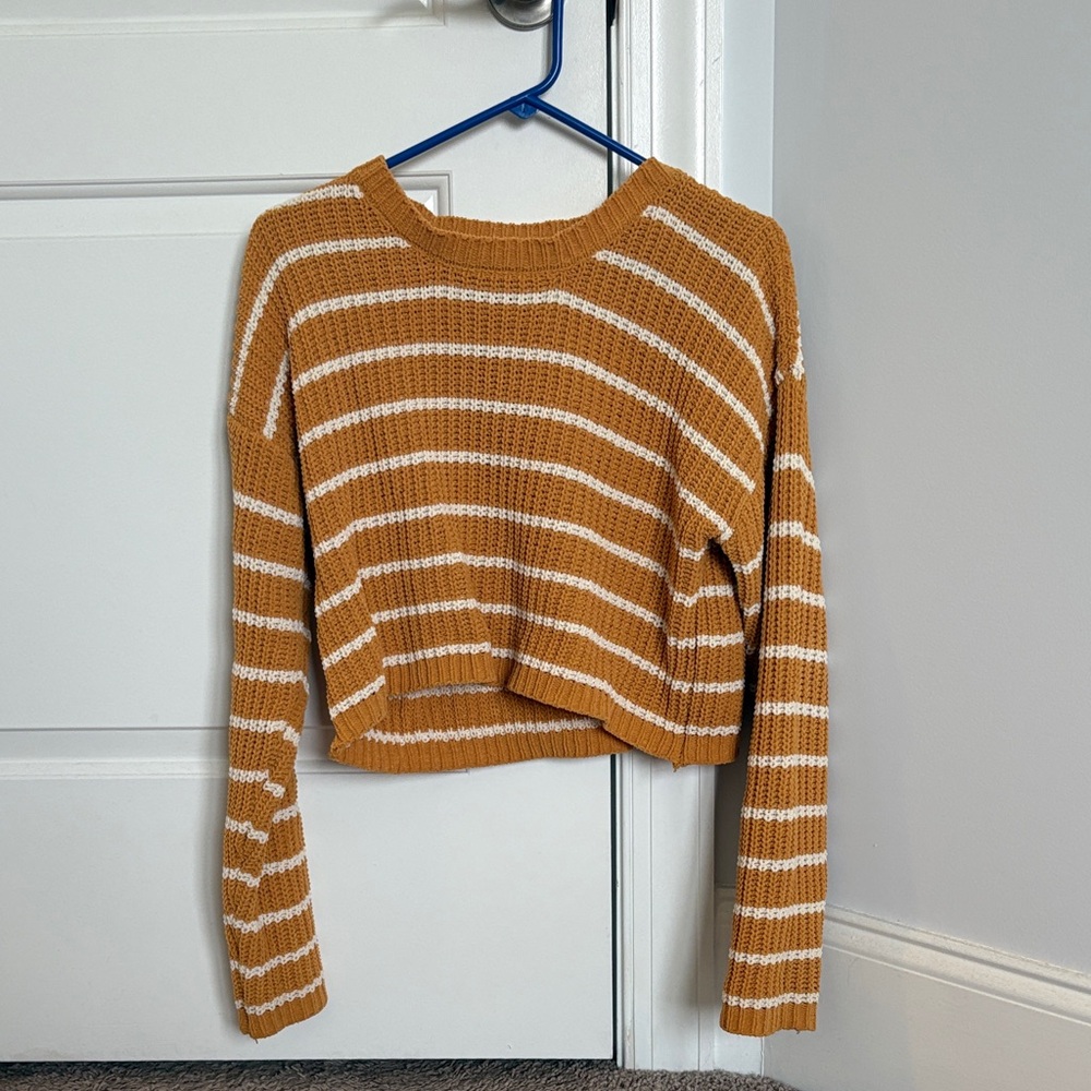 Belle Du Jour Brown and White Striped Sweater